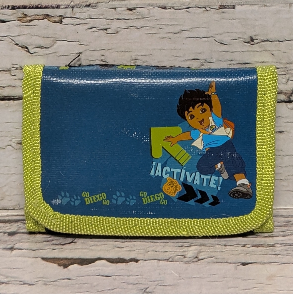 Nickelodeon Go Diego Go Activate! Wallet Green & Blue With Charm On Zipper